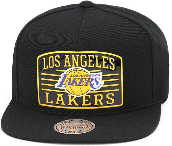Mitchell & Ness Snapback Hat Adjustable Cap - Black/Gold Metal Pin