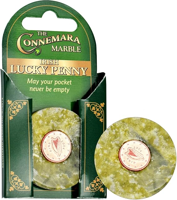 Connemara Marble Stone with Irish Lucky Penny