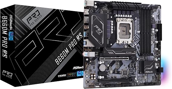 ASRock Motherboard B660M Pro RS Intel B660 Series 12th Generation CPU LGA1700 Compatible B660M MicroATX