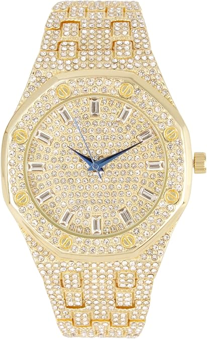 Charles Raymond Bling-ed Out Rapper's Luxury Hip Hop Mens Watch - Stand Out in Your Crew with This Bling Timepiece seen from Miles Away - 10227FAM