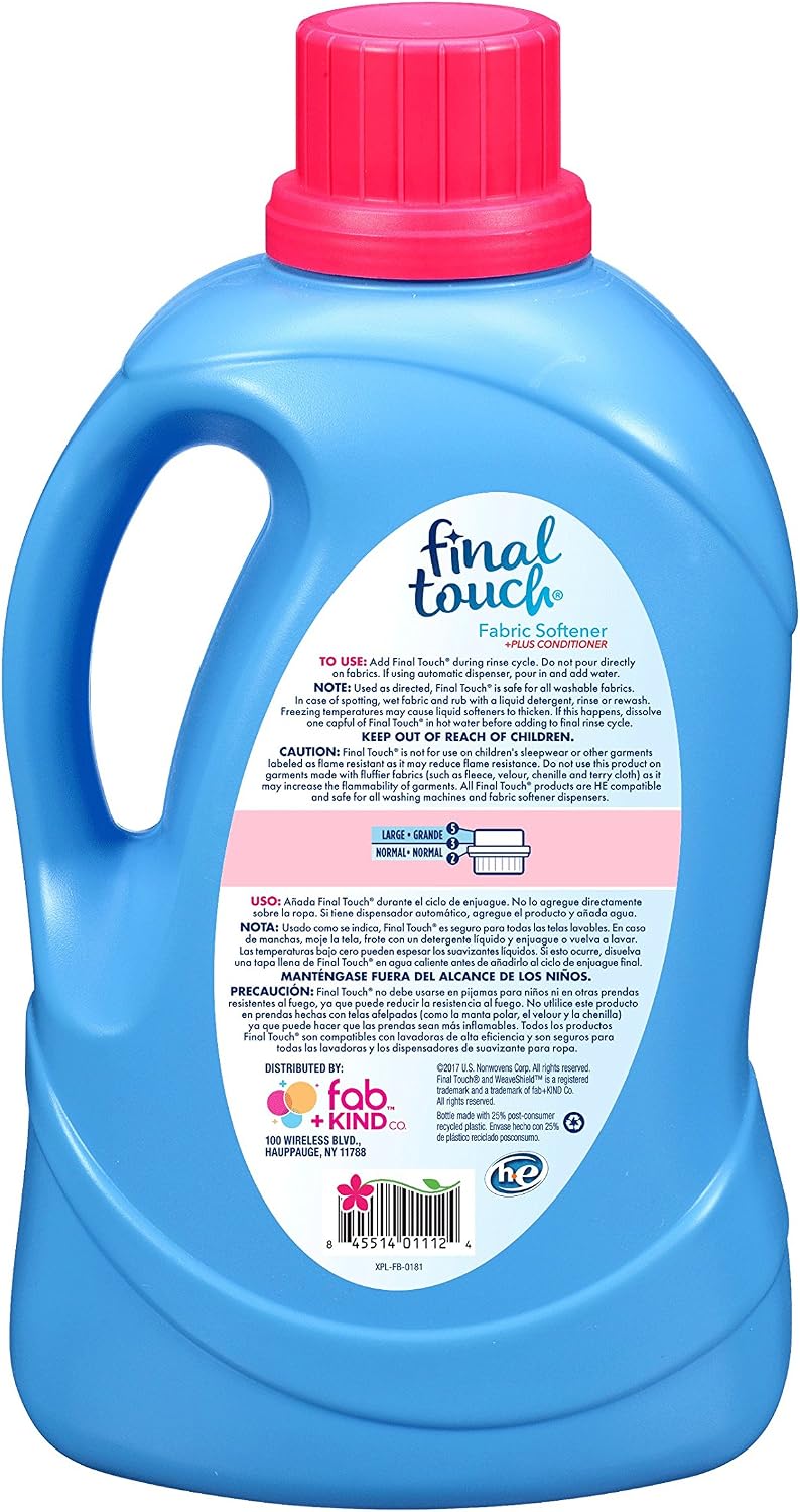 Spring Fresh Liquid Fabric Softener with WeaveShield Fabric Care Technology by Final Touch | Softens & Freshens Laundry | Works in All Standard & HE Washing Machines | 134 oz