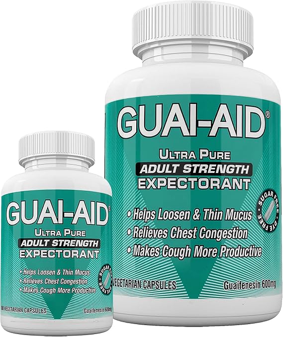 524 600mg Ultra-Pure Guaifenesin Veg. Capsules (Includes 24 Size Travel Bottle)