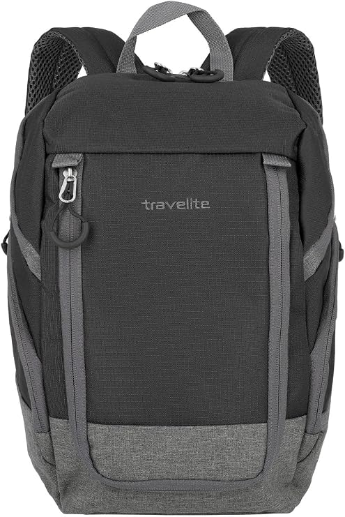 Travelite Hand luggage backpack for travel leisure and sports luggage series BASICS day-pack: Compact Backpack 096290 35 cm 14 Litres black/grey 14 Liter Rucksack