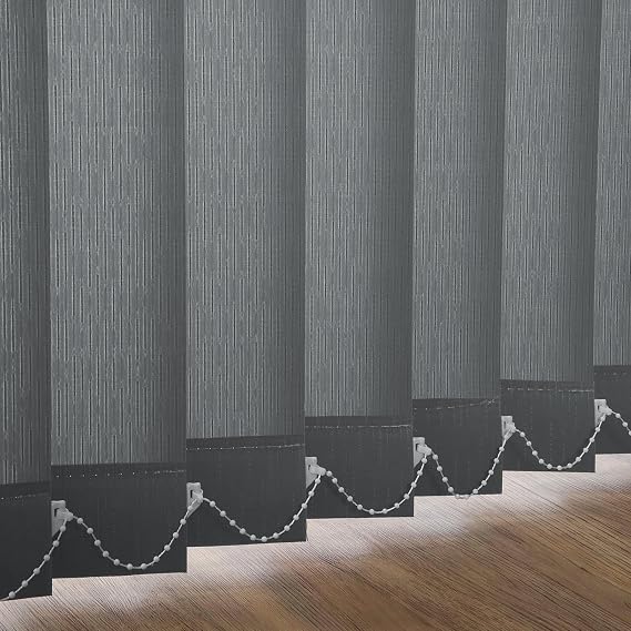 Cordless Custom No Drill Vertical Blinds for Home, Room Divider, Sliding Glass Doors, Temporary Wall, Closet Curtain, Privacy and Filter Light, Woven Dark Grey