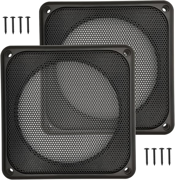 Amooma 4 Inch Black 2Pcs Square Subwoofer Speaker Grill Covers