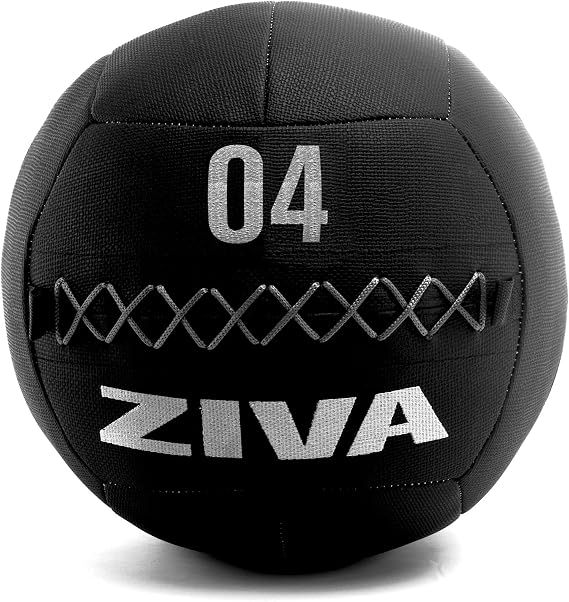 ZIVA ZVO Premium Soft Wall Ball - Elite Level, Commercial Grade Textured Synthetic Leather, Hard-Wearing Reinforced Stitching Weighted Medicine Slam for Strength Conditioning Workout - Avail 4-20lbs