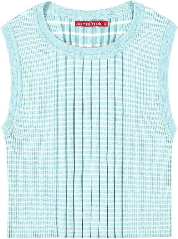 SoCal Look Women's Sleeveless Crew Neck Sweater Top in Stretchable Viscose Blend