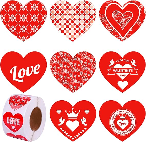 Ruisita 600 Pieces Valentine's Day Stickers Assorted Styles Self-Adhesive Love Decorative Stickers for Valentine's Day or Wedding Decorations Accessories Party Favor Supplies