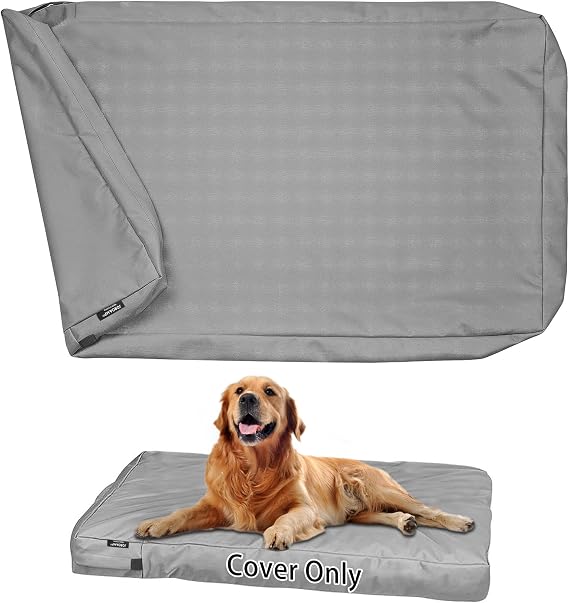 Dog Bed Cover Replacement Washable with Zippered | Water-Resistant Removable for Dog Cat, 40x27x4 in Gray, Indoor Outdoor Use, Coves Only