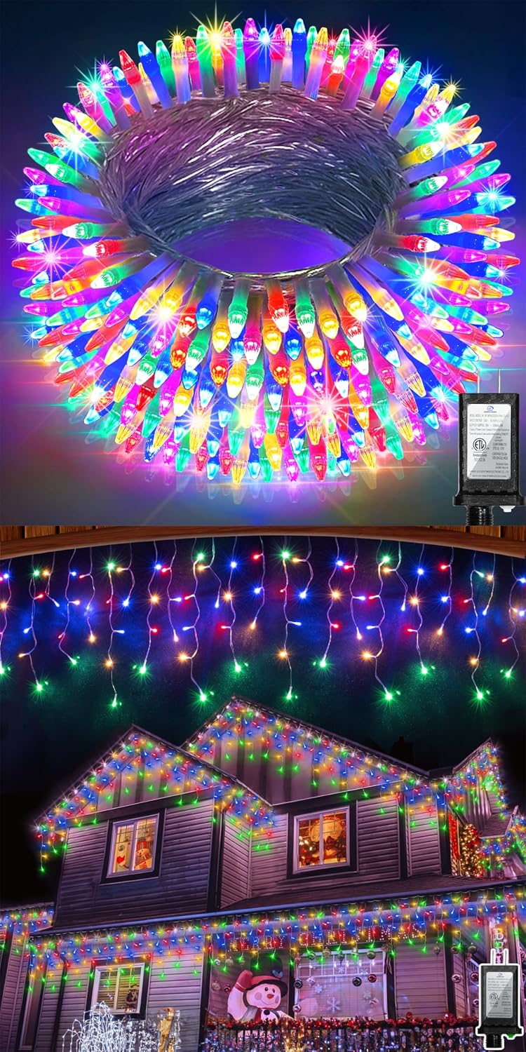 66 FT Handing Christmas Lights with 140 Drops & 492FT 1300 LED Christmas Lights（Cool White