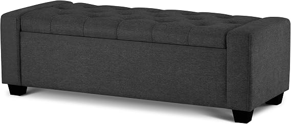 Mangodan 48" Ottoman with Storage, Soft Storage Ottoman Bench for Bedroom, Tufted Upholstered Window Benches, End of Bed Bench for Living Room, Entryway Bench with Seating, Foot Rest, Darkgrey