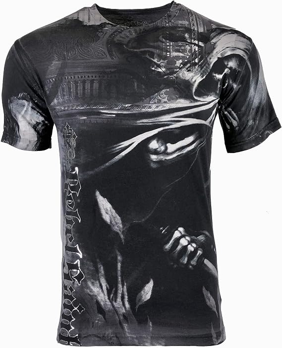 Rebel Saint by Affliction Men's T-Shirt Dark Death Biker Skull Tattoo S-5XL