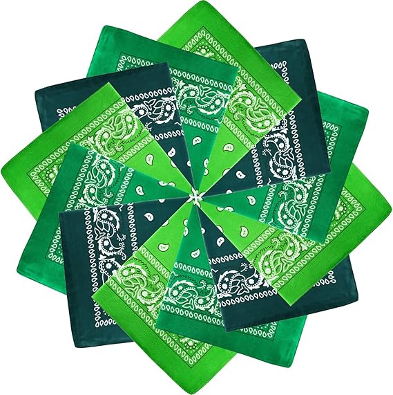 Blulu 12 Pack Neon Bandanas Paisley