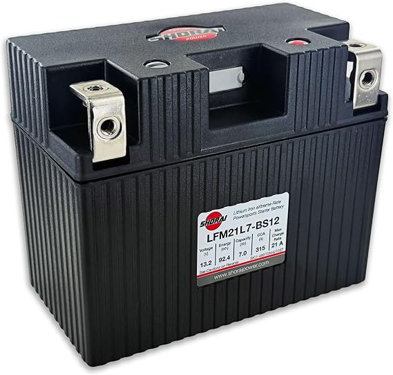 Shorai LFM Lithium-iron Starter Battery w/BMS, LFM21L7-BS12, 7.0Ah 13.2V, 92.4WHr,#34;L" Type, Case 7