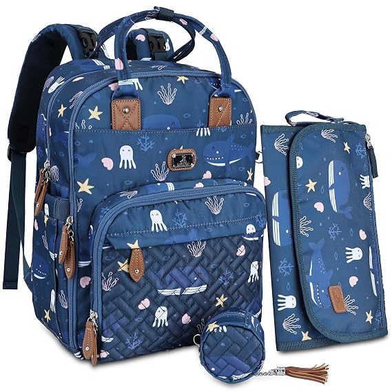 Dikaslon Diaper Bag Backpack with Portable Changing Pad,Baby Essentials