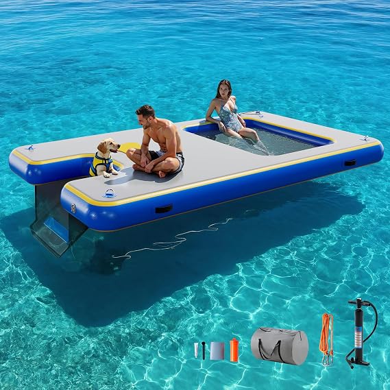 SPECRAFT 6/7/8/10/12 FT Inflatable Floating Dock, Non-Slip