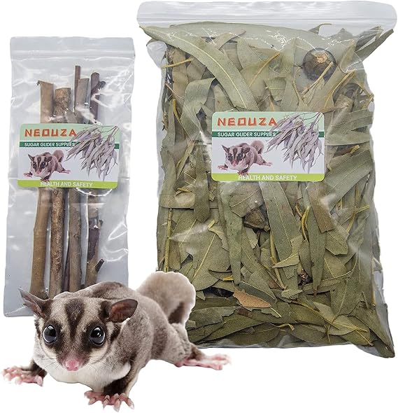NEOUZA Sugar Glider Small Animal Bedding, Chew Treats, Molar Toys, 7oz/200g Natural Dried Eucalyptus Leaves and Twigs for Sugar Gliders, Aromatic & Decorative Use