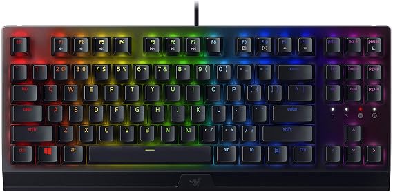 Razer BlackWidow V3 Tenkeyless (Green Switch) - Compact Mechanical Gaming Keyboard (Clicky Mechanical Switches, Compact Form Factor, Fully Programmable Keys) QWERTY UK Layout | Black