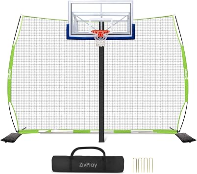 Lacrosse Backstop Net Soccer Basketball Backstop Net for Backyard Sport Netting Barrier Ball Stop Net Includes Portable Carry Bag 2 Sand Bags 4 Ground Stakes