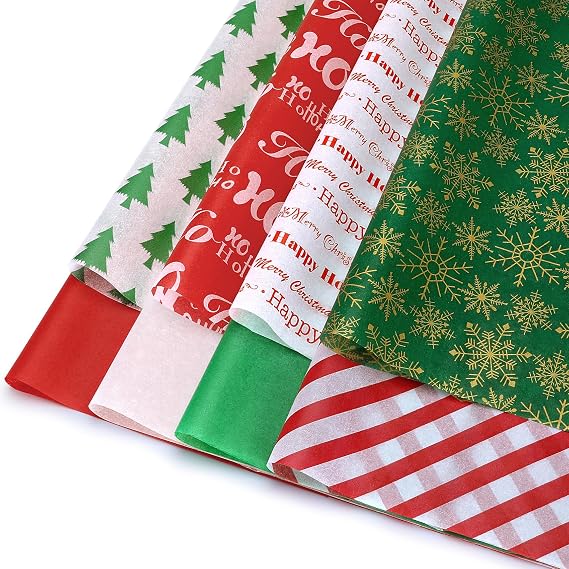 Blisstime Tissue Paper for Gift Bags 110 Sheets 13.8'' x 19.7'' Christmas Tissue Paper for Gift Wrapping, 8 Different