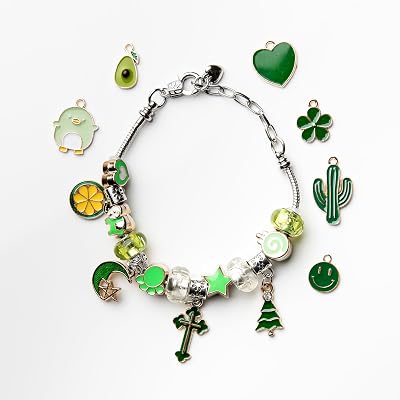 LEEXINLUU DIY Bracelet Jewelry Kit Multi-Color Instant Jewelry Making Kit | Pre-Assembled Ornaments and Beads | Make Custom Adjustable Bracelets, One Set to Make a Finished Product. Green