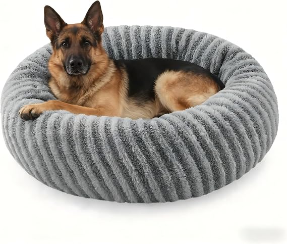 Pawk Donut Dog Bed Large-Round Dog Cat Bed with Waterproof Cover, Plush Doughnut Dog Bed with 20CM High Side for 40lbs Golden Retriever, 76x76x20cm