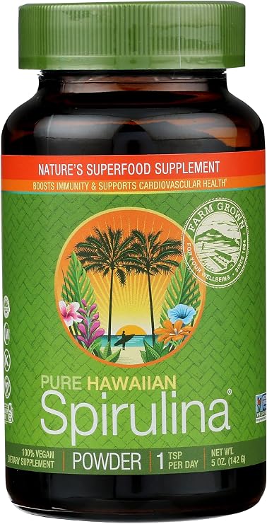 Pure Hawaiian Spirulina Powder Natural Premium Spirulina from Hawaii Vegan, Non-GMO, Immunity Support - Superfood Supplement & Natural Multivitamin, 5 Ounce