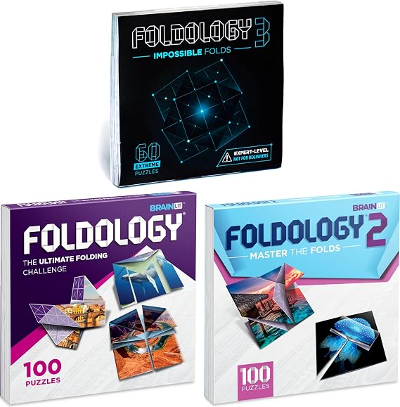 Foldology Trilogy Bundle: 1 & 2 & 3. The Original Origami Puzzle Game and Both Expansions Packs. 260 Puzzles Total