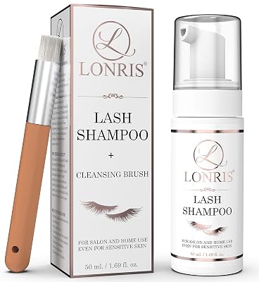 2 in 1 Eyelash Extension Shampoo & Mascara RemoverLONRIS Eyelid Foaming CleanserExtensions and Natural Lashes Safe FoamFalse Eyelashes Makeup WashParaben & Sulfate FreePersonal and Salon Use 50ml