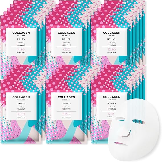 KisoCare Onsen Water Face Mask, Collagen, 30-Piece Set, Large Capacity, Individually Wrapped, Domestically Produced, No Additives, Suitable for Men, Moisturizing, Beauty