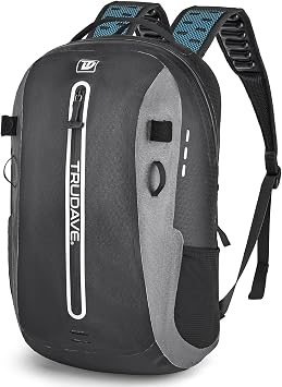 Trudave Waterproof Backpack, Waterproof Submersible Backpack, Floating TPU Coated Dry Bag with Airtight Zipper for Kayak, Fishing, Boating, Hiking, Black (20L)