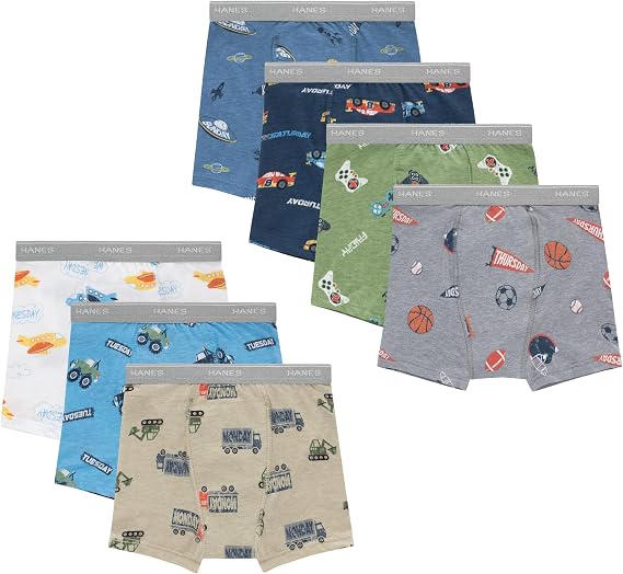 Hanes Boys' Potty Training Underwear, Light Leaks Toddler Cotton Briefs and Boxer Briefs, Multi-pack