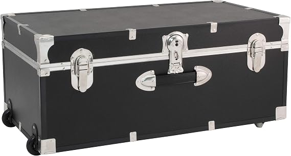 Seward Trunk Wheeled Trunk with Lock - 30" Storage Trunk - Black Suitcase Style Organizer