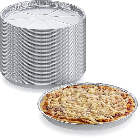 DCS Deals Pack of 25 -Disposable Round Foil Pizza Pans Durable Pizza Tray for Cookies, Cake, Focaccia and More Size: 12-1/4" x 3/8" (25)