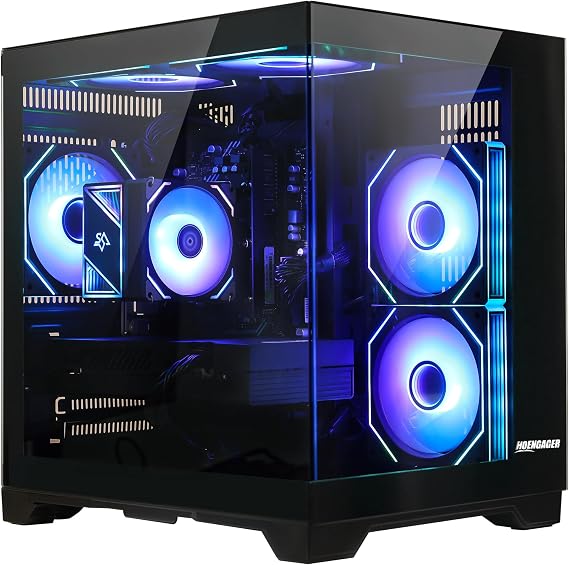 Gaming PC Desktop, AMD Ryzen 5 5500 6-Core 3.6GHz, RX 6500 XT 4GB, 16GB DDR4 RAM, 1TB NVMe SSD, Software-Controlled Lighting, Windows 11, Prebuilt Gaming Computer for 1080p Gaming & Streaming, Black