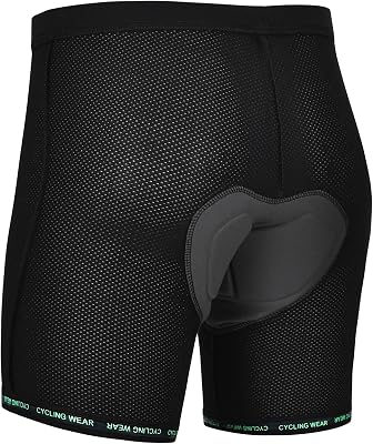Padded Cycling Shorts Mens Cycling Underwear with 3D Padding Ergonomic Biking Bicycle Shorts Shock Absorbing Sweat Absorbing Comfortable Lightweight