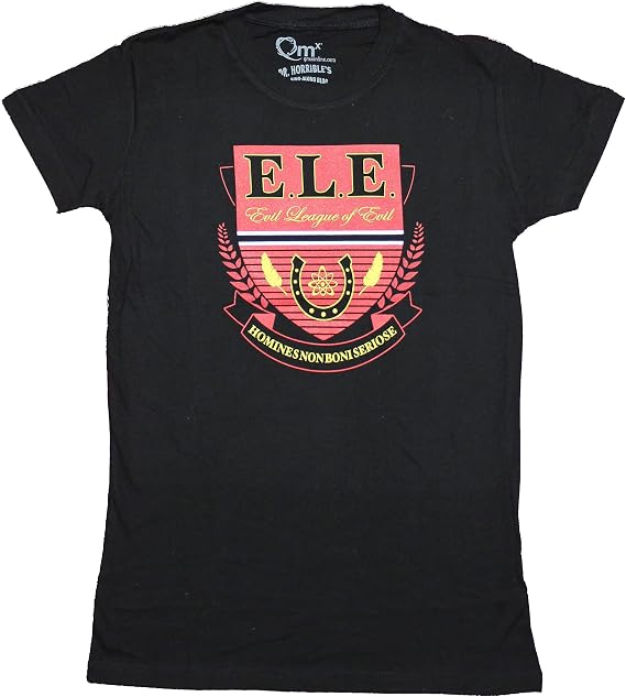 Dr. Horrible's Sing Along Blog Girls Juniors T-Shirt - Evil League of Evil Crest (Small) Black