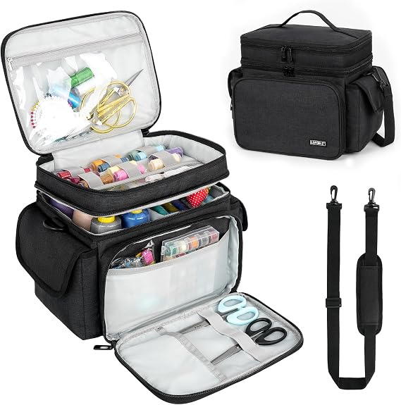 LEFORZ Small Sewing Supplies Organizer Bag(10.5 x 8 x 9inch),Sewing Box