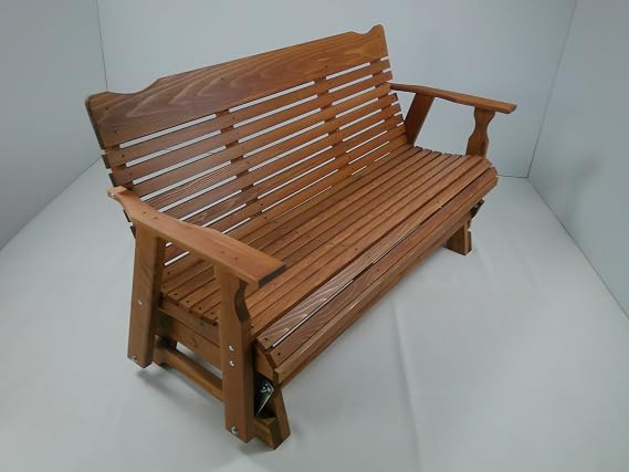 Rustic Finished 5 Foot Cedar Porch Outdoor Glider, Amish Crafted