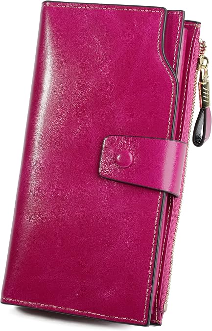 YALUXE Women's Genuine Leather Wallet RFID Blocking Multi Card Holder with Cell Phone Pocket Mothers Day Gifts