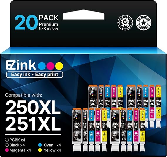 250XL 251XL Ink Cartridge for Canon PGI-250XL CLI-251XL for MX922 (20 Pack)