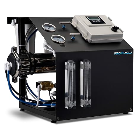 PRO+AQUA Commercial 1000 GPD RO System with Water Pump Reverse Osmosis Water Filter Ideal for Hydroponics, Brewing, Coffee Includes Stainless Steel Pressure Gauges & Quick-Connect Ports