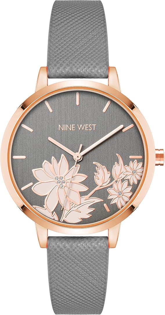 Nine West Women's Floral Dial Strap Watch, NW/2284