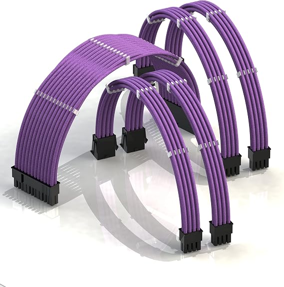 LINKUP - AVA 30cm PSU Cable Extension Sleeved Custom Mod GPU PC Braided
