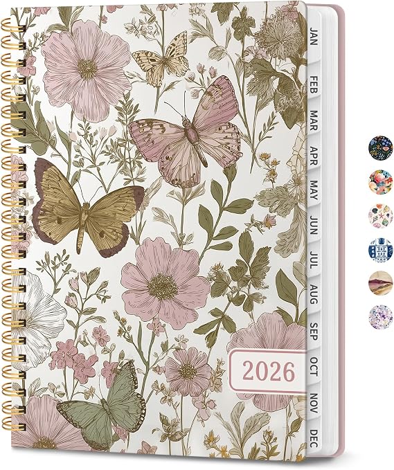 2026 Planner, Weekly and Monthly Planner for Women, Jan 2026 - Dec 2026 Pretty 2026 Calendar Planner with Monthly Tabs, Inner Pocket, Spiral Binding, Perfect for Office Home School - 6.3" x 8.5", Pastel Floral