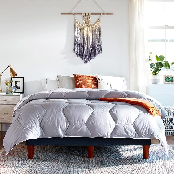 Layla All Season Down Alternative Comforter, (Gray, King/Cal King), 300 Thread Count 100% Cotton Fabric with Corner Loops