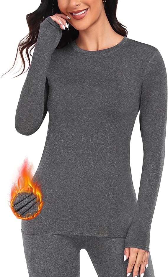 Thermal Shirts for Women, Fleece Lined Thermal Layer Long Sleeve Undershirt