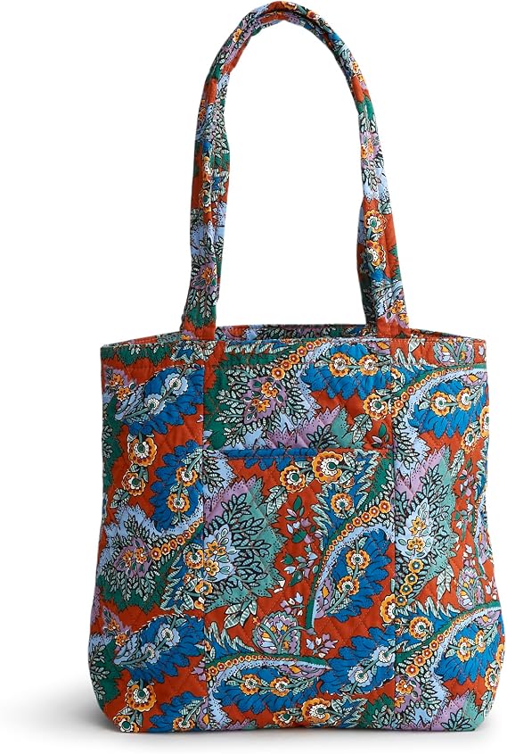 Vera Bradley Women's Cotton Tote, Flower + Feather, One Size