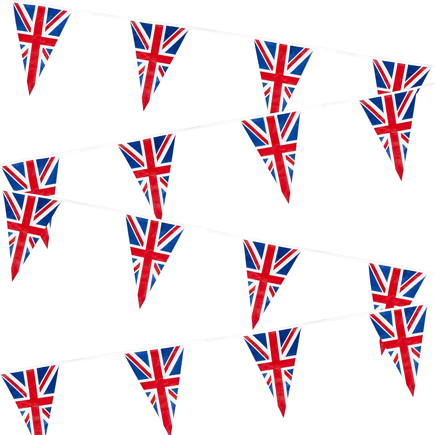 SHATCHI 20m/65ft Long Union Jack Bunting Banner with 50 Triangle Flags Sports Royal Events Street Party Decorations Pub BBQ Great Britain Support