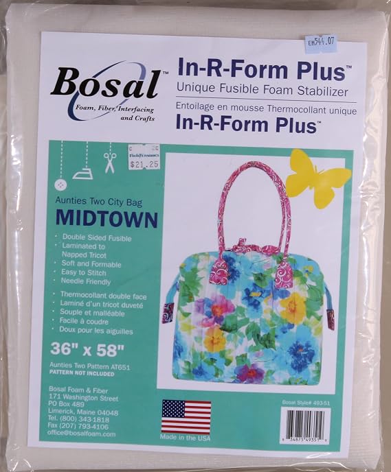 Bosal in-R-Form Plus Unique Fusible Foam Stabilizer 36" x 58" Aunties Two City Bag Midtown - Pattern Not Included - Stabilizer Only (493-51) M544.07